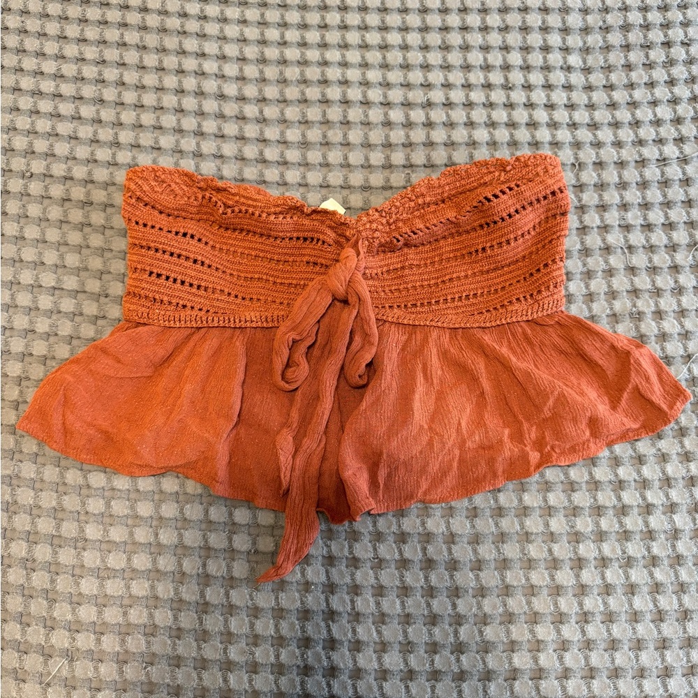 American Eagle Crochet Strapless Crop Top